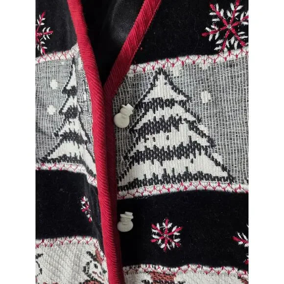 Vintage Dressbarn Vest Plus Size 1X Embroidered Snowman Ugly Christmas‎ - Picture 2 of 5